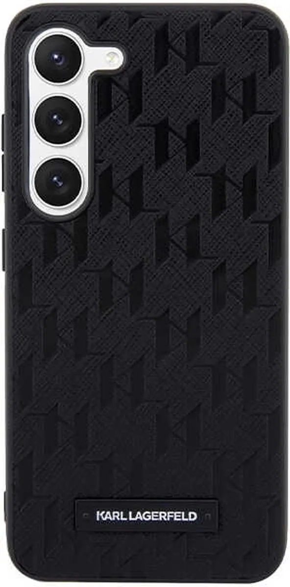 Karl Lagerfeld Saffiano Mono Metal Logo Hoesje - Samsung Galaxy S24 - Zwart