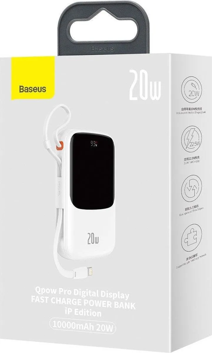 Baseus Qpow Powerbank 10000mAh 20W - Wit - afbeelding 6 van 6