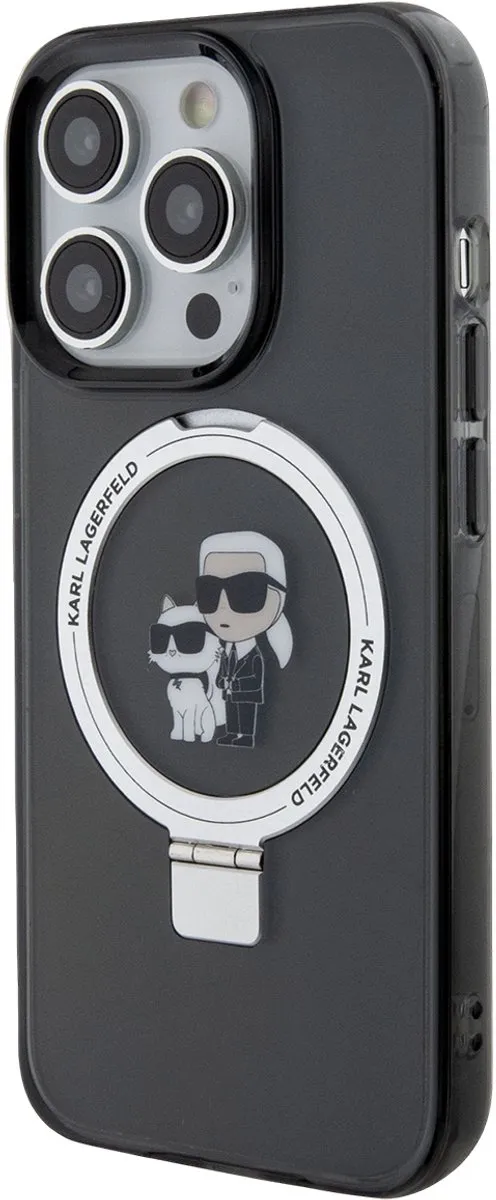 Karl Lagerfeld Ring Stand Karl & Choupette Hard Case Back Cover KLHMP15XHMRSKCK - Zwart
