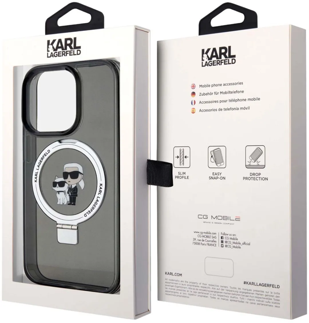 Karl Lagerfeld Ring Stand Karl & Choupette Hard Case Back Cover KLHMP15XHMRSKCK - Zwart