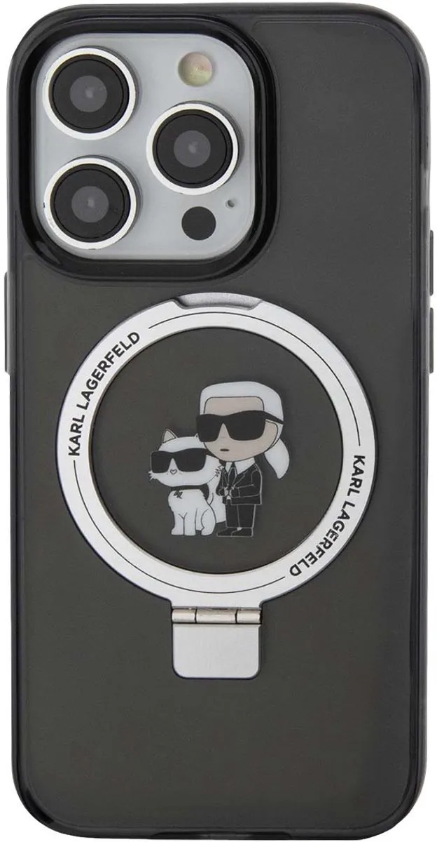Karl Lagerfeld Ring Stand Karl & Choupette Hard Case Back Cover KLHMP15XHMRSKCK