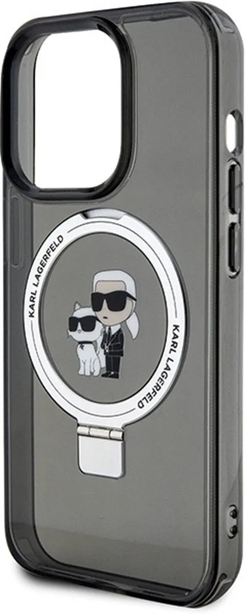 Karl Lagerfeld Ring Stand Karl & Choupette Hard Case Back Cover KLHMP15XHMRSKCK - Zwart