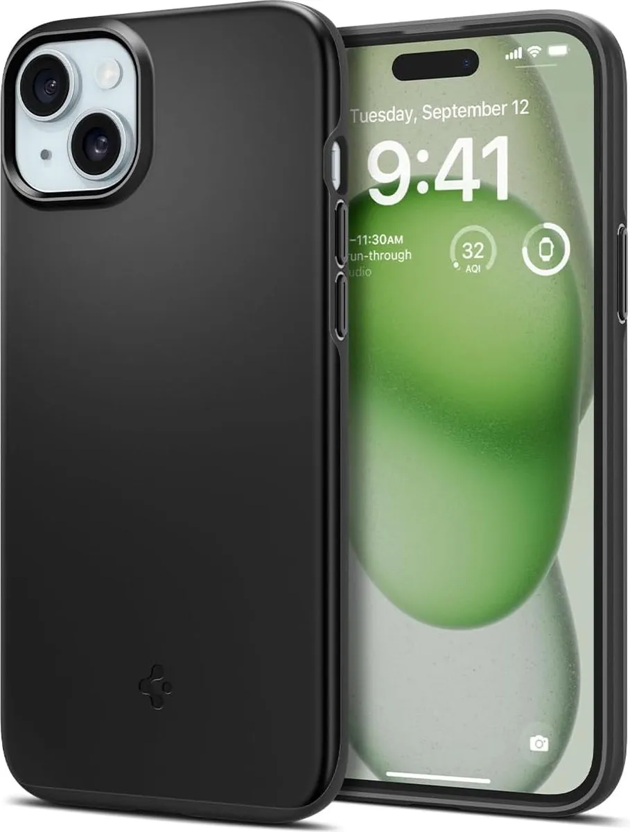 Spigen Apple iPhone 15 Plus Thin Fit Hoesje - Zwart