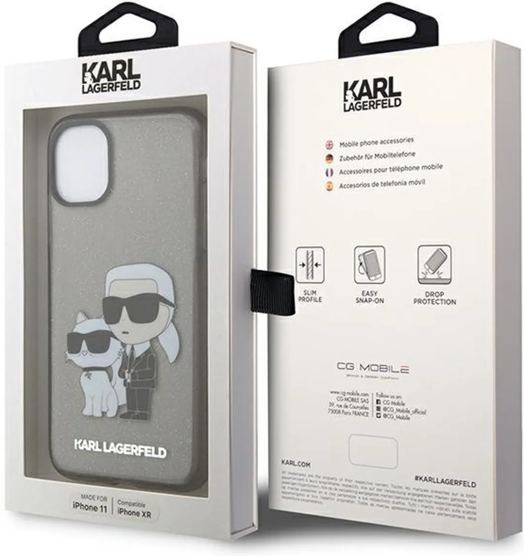 Karl Lagerfeld KLHCN61HNKCTGK Hoesje iPhone 11/Xr - Gliter - Zwart