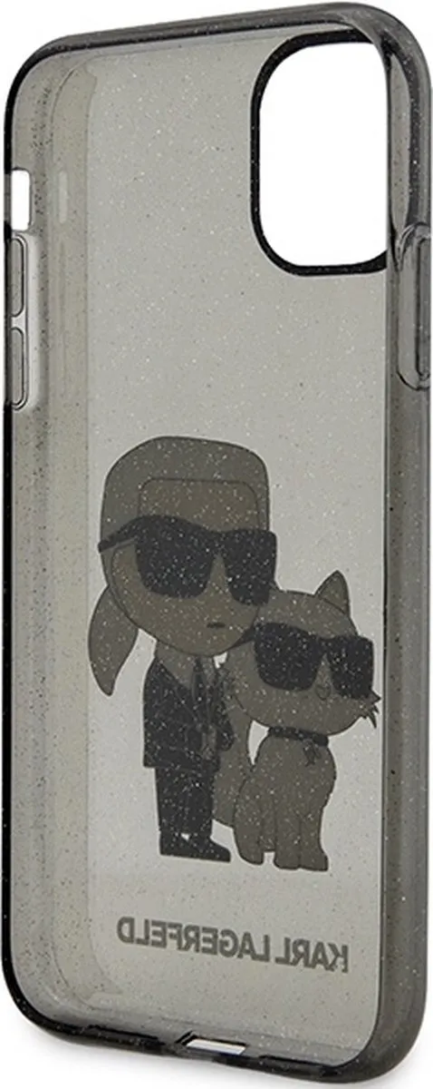 Karl Lagerfeld KLHCN61HNKCTGK Hoesje iPhone 11/Xr - Gliter - Zwart