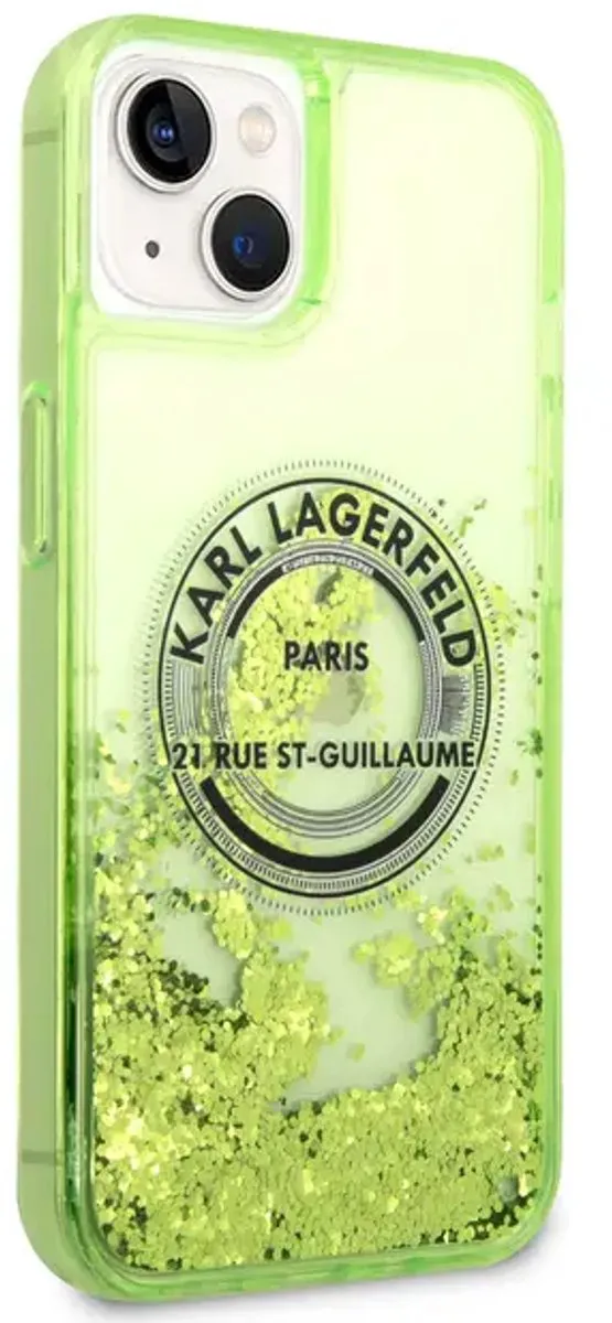 Karl Lagerfeld iPhone 14/15 Plus Backcover - Groen Glitter