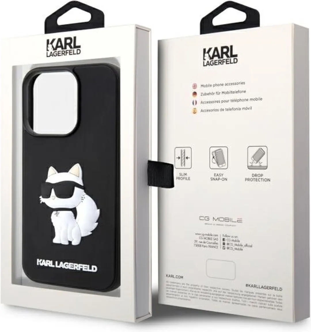 Karl Lagerfeld KLHCP14L3DRKHNK Hoesje iPhone 14 Pro - Choupette - Zwart
