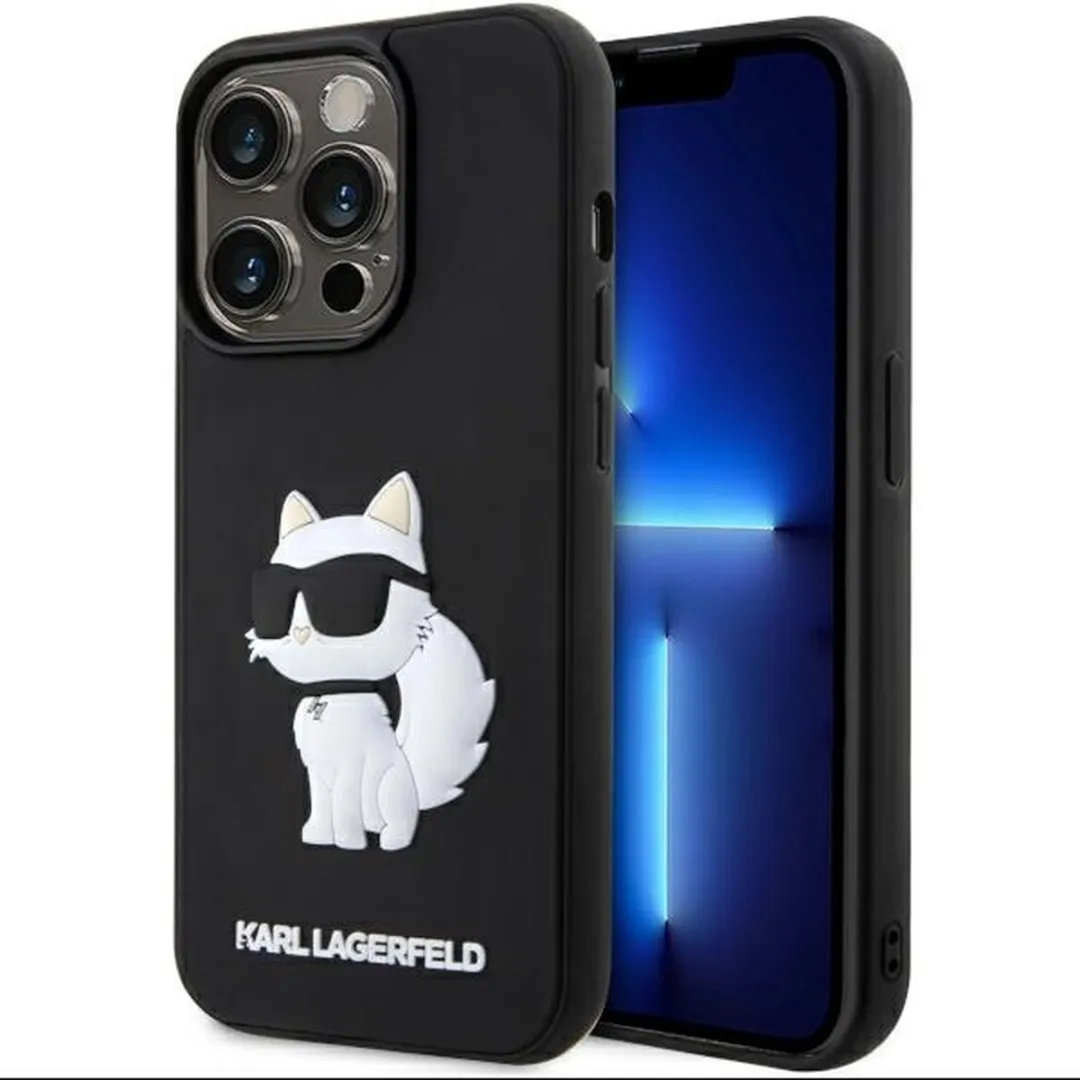 Karl Lagerfeld KLHCP14L3DRKHNK Hoesje iPhone 14 Pro - Choupette - Zwart