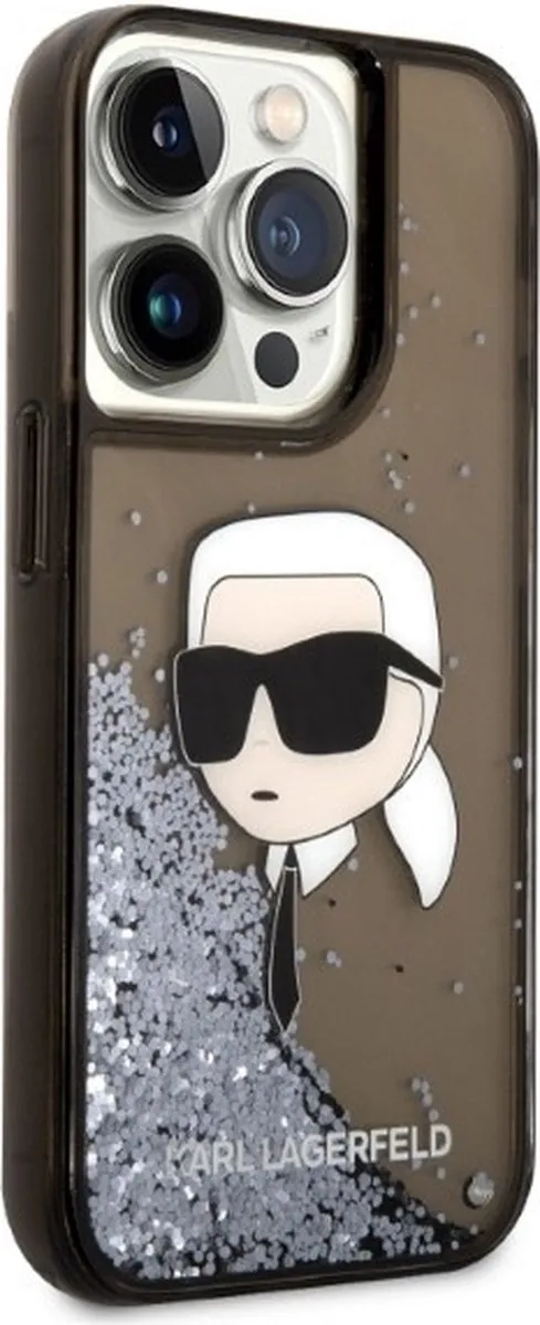 Karl Lagerfeld KLHCP14LLNKHCK iPhone 14 Pro Hoesje - Glitter - Zwart