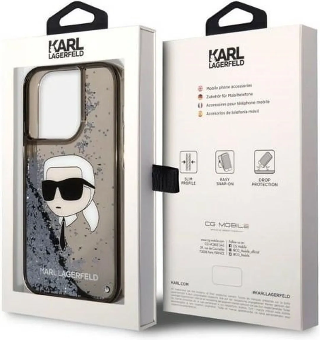 Karl Lagerfeld KLHCP14LLNKHCK iPhone 14 Pro Hoesje - Glitter - Zwart