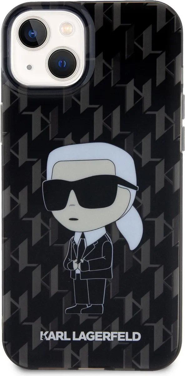 Karl Lagerfeld iPhone 15 Plus Hoesje - Ikonik Monogram Zwart