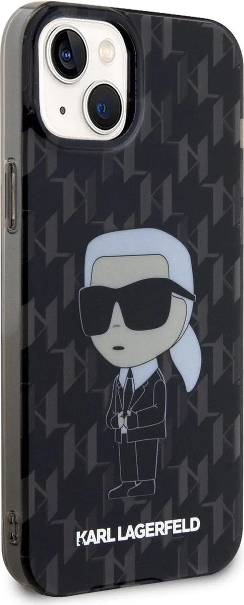 Karl Lagerfeld iPhone 15 Plus Hoesje - Ikonik Monogram Zwart