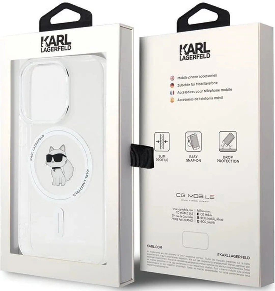 Karl Lagerfeld IML Choupette MagSafe Hoesje iPhone 14/Pro/Max - Transparant
