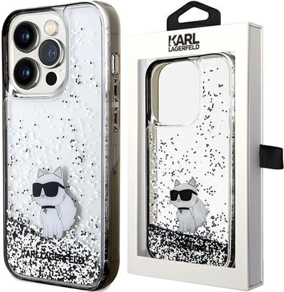 Karl Lagerfeld Liquid Glitter Choupette Hoesje iPhone 14 Pro Max