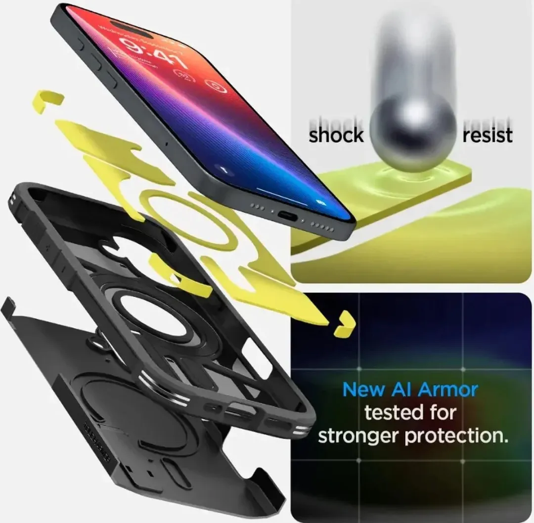 Spigen Tough Armor Back Cover iPhone 16 - Zwart