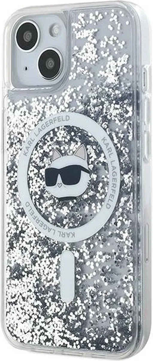 Karl Lagerfeld Choupette Liquid Glitter MagSafe Hoesje - iPhone 15/14 Plus - Transparant