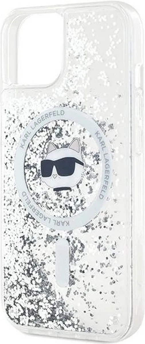 Karl Lagerfeld Choupette Liquid Glitter MagSafe Hoesje - iPhone 15/14 Plus - Transparant