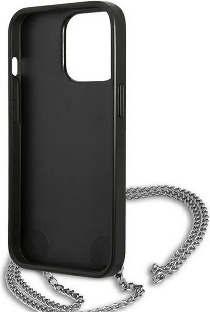 Karl Lagerfeld Textured Back Case met Chain iPhone 13 Pro - Zwart