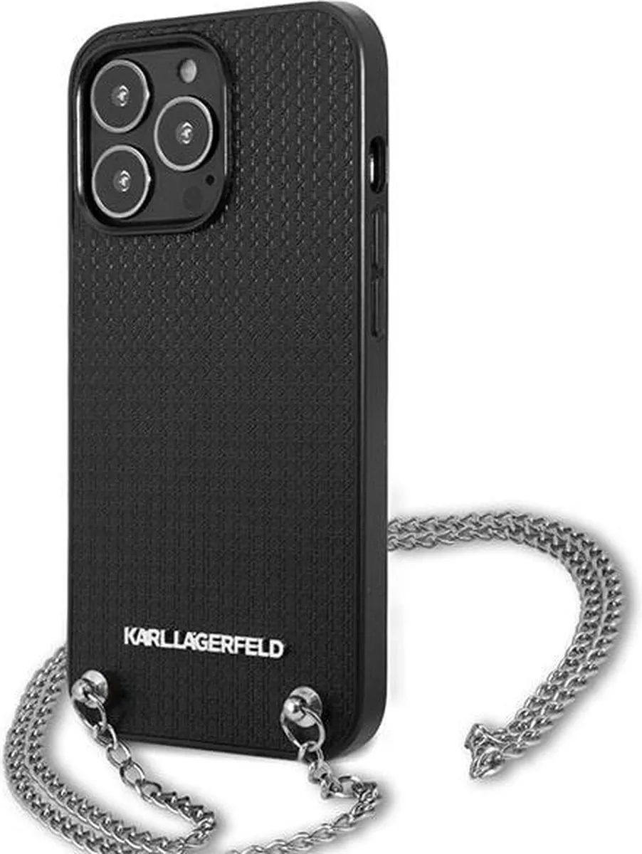 Karl Lagerfeld Textured Back Case met Chain iPhone 13 Pro - Zwart