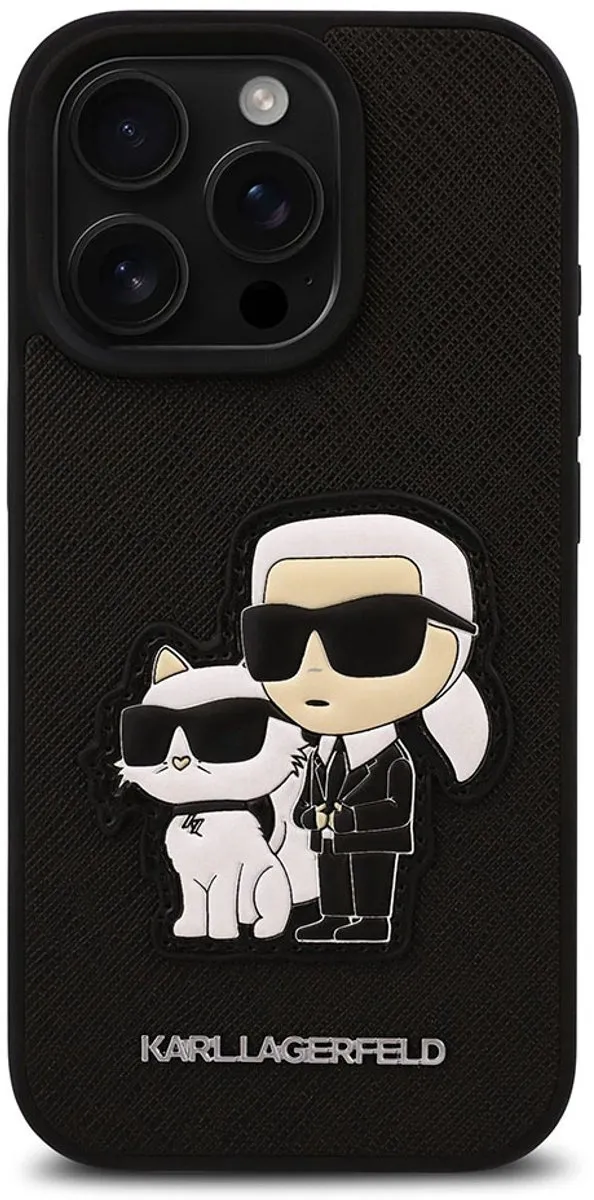 Karl Lagerfeld Beschermhoes iPhone 16 Pro Max Saffiano Zwart KLHCP16XSANKCPK