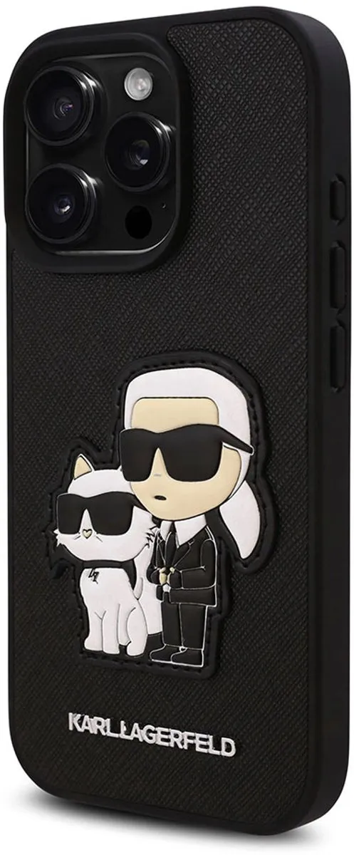 Karl Lagerfeld Beschermhoes iPhone 16 Pro Max Saffiano Zwart KLHCP16XSANKCPK