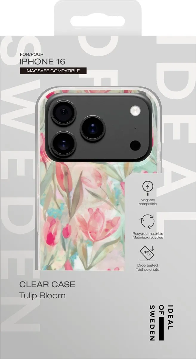 iDeal of Sweden Clear Case iPhone 16 - Tulip Bloom - MagSafe