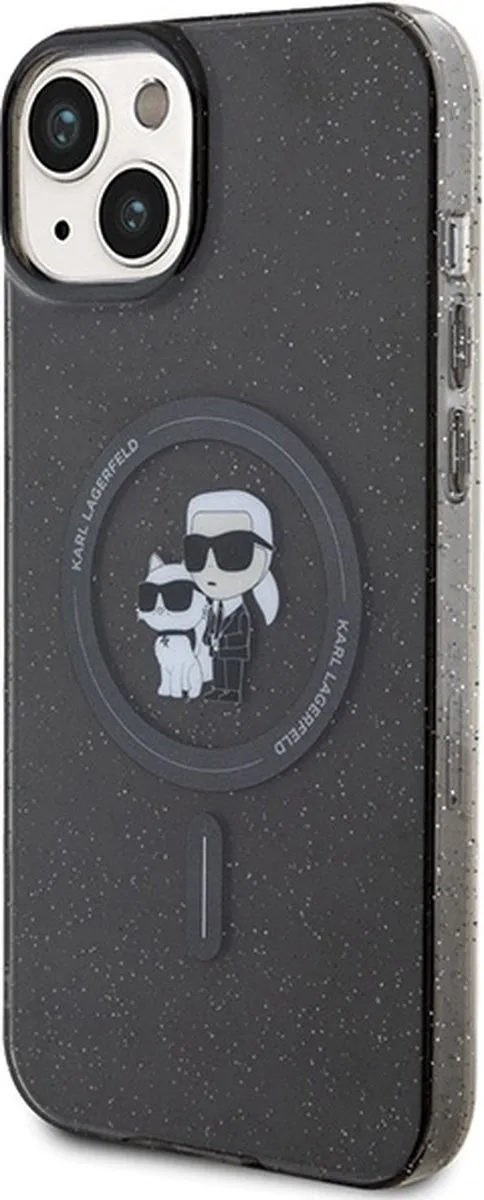 Karl Lagerfeld Karl & Choupette iPhone 15 Hoesje - Glitter - Zwart