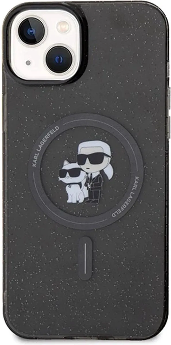 Karl Lagerfeld Karl & Choupette iPhone 15 Hoesje - Glitter - Zwart