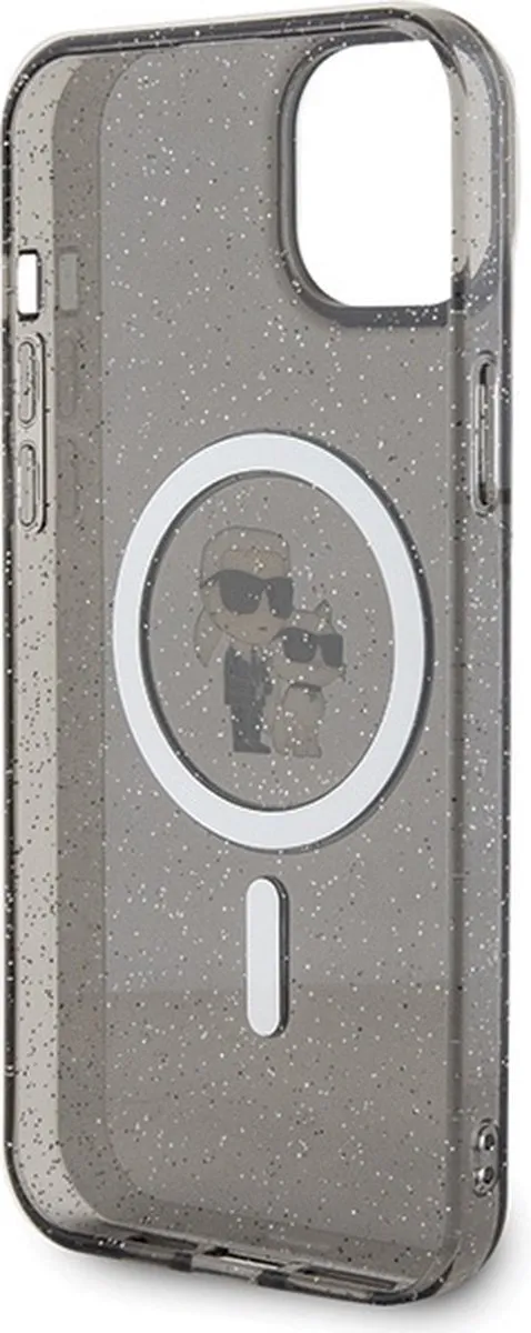 Karl Lagerfeld Karl & Choupette iPhone 15 Hoesje - Glitter - Zwart