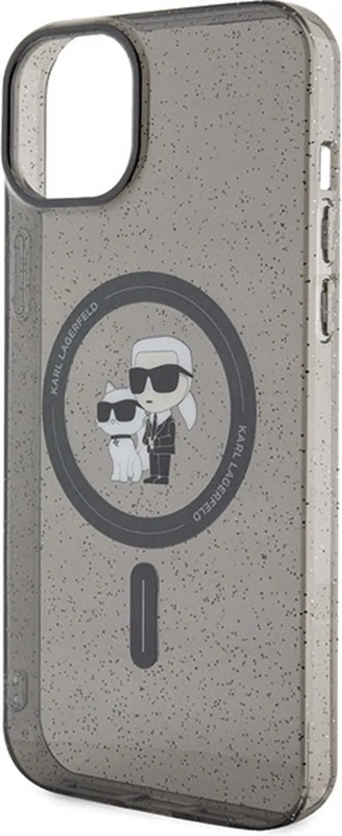 Karl Lagerfeld Karl & Choupette iPhone 15 Hoesje - Glitter - Zwart