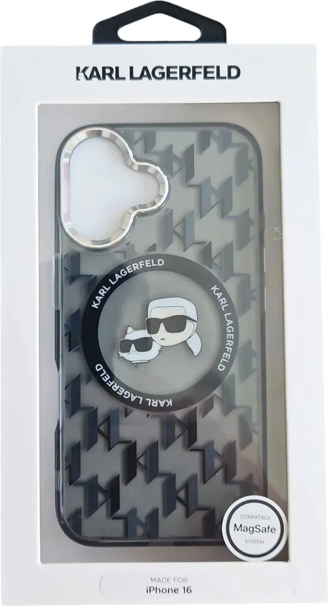 Karl Lagerfeld iPhone 16 Backcover Hoesje - MagSafe - Metaal - Zwart