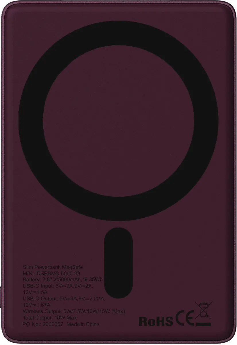 iDeal of Sweden Slanke Powerbank MagSafe 5000mAh - 20W - Kersenlak - afbeelding 6 van 6
