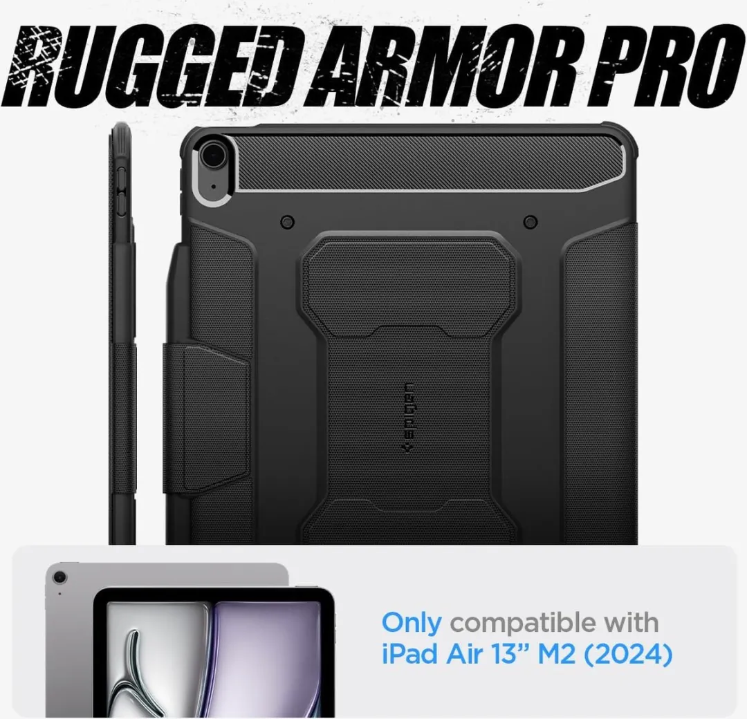 Spigen ACS06411 Rugged Armor Book Case - iPad Air 6 13" Zwart