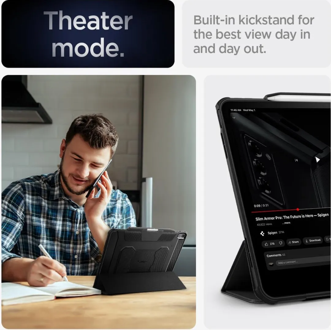 Spigen ACS06411 Rugged Armor Book Case - iPad Air 6 13" Zwart