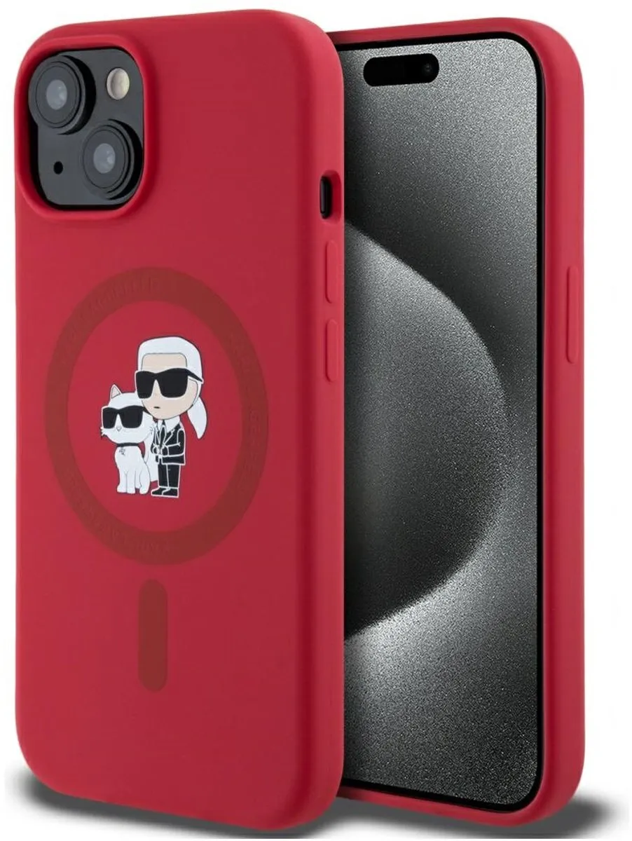 Karl Lagerfeld Siliconen Karl&Choupette Hoesje iPhone 15