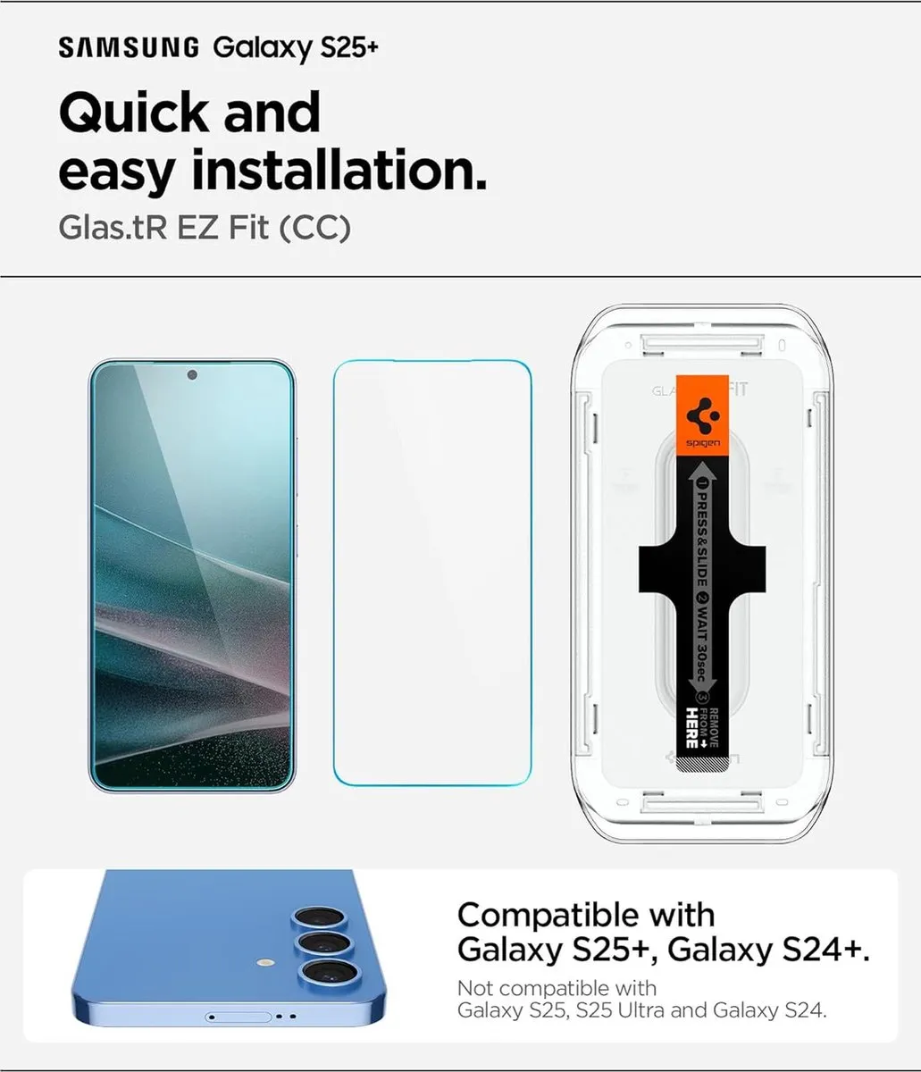 Spigen Glas.tR EZ Fit Screenprotector S25 Plus - 2 Stuks