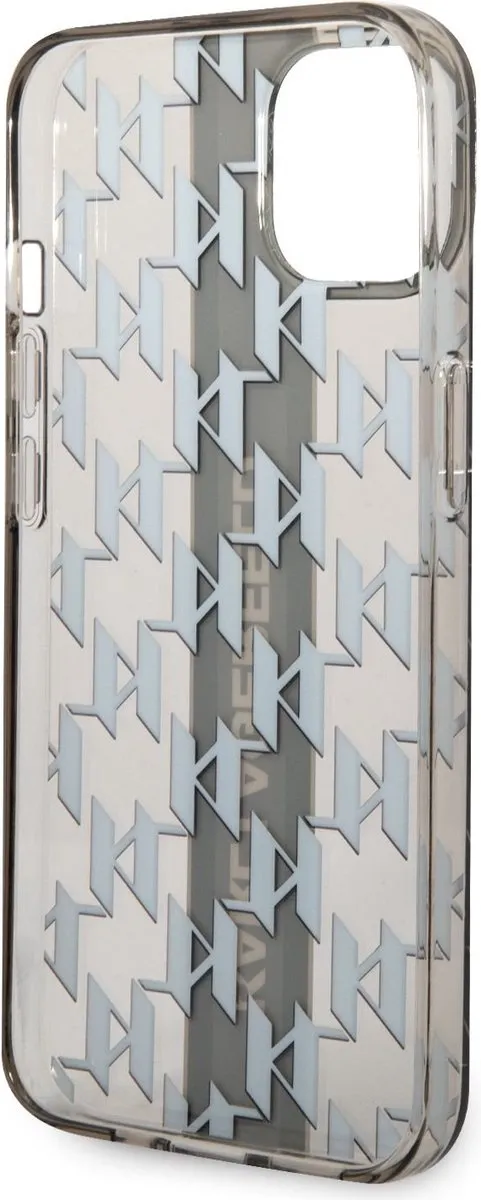 Karl Lagerfeld Monogram Vertical Stripe Hoes iPhone 14 Plus - Zwart