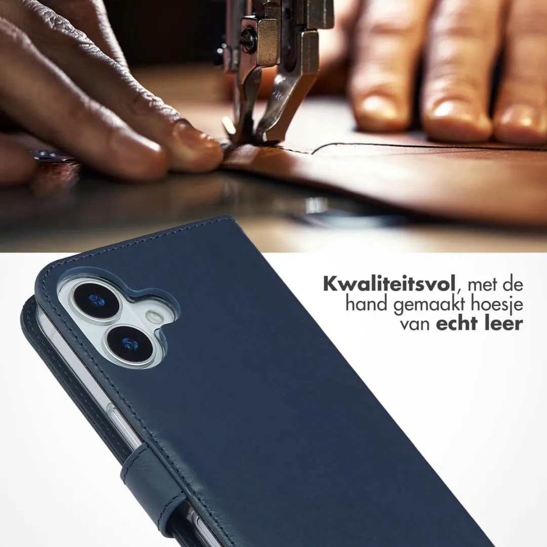 Selencia Hoesje iPhone 17 Bookcase - Echt Leder Blauw