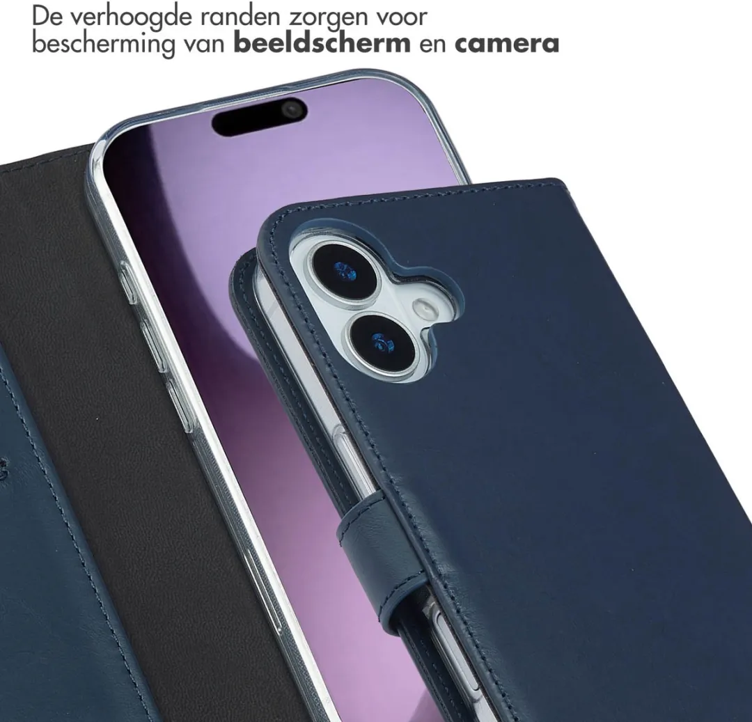Selencia Hoesje iPhone 17 Bookcase - Echt Leder Blauw