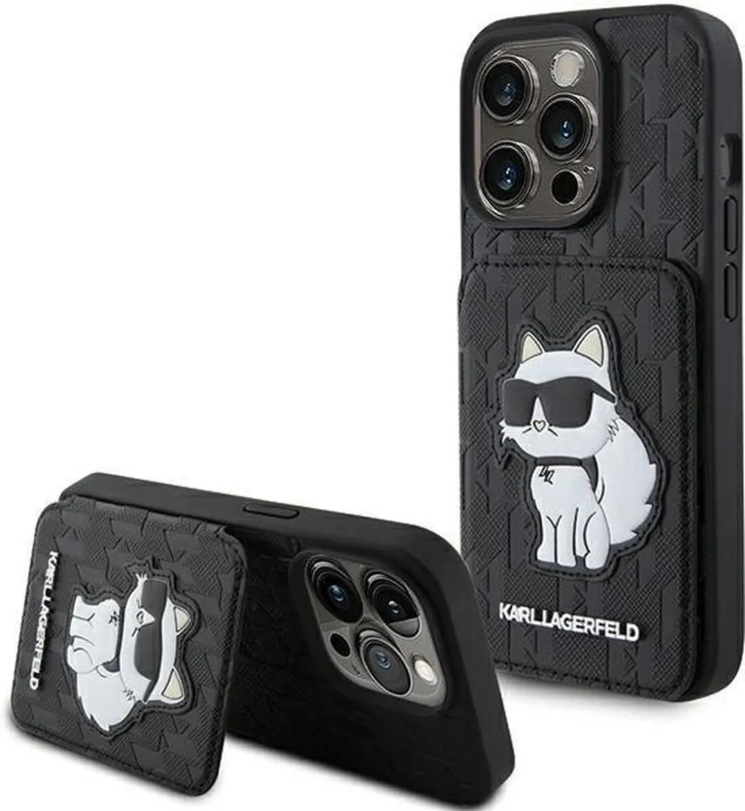 Karl Lagerfeld Choupette Saffiano iPhone Hoes - Zwart