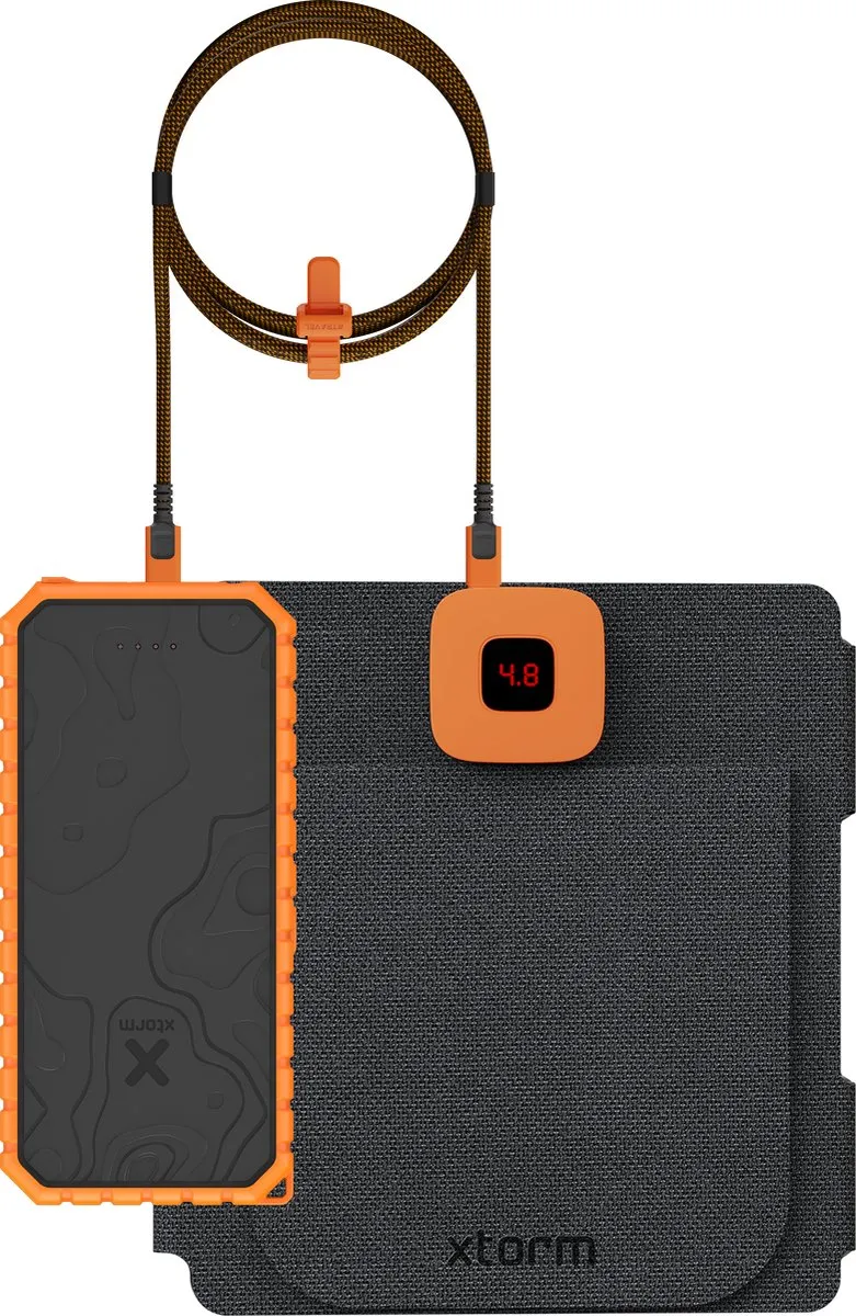 Xtorm SolarBooster 28W + Rugged Powerbank 20.000mAh - 8x opladen - Oranje