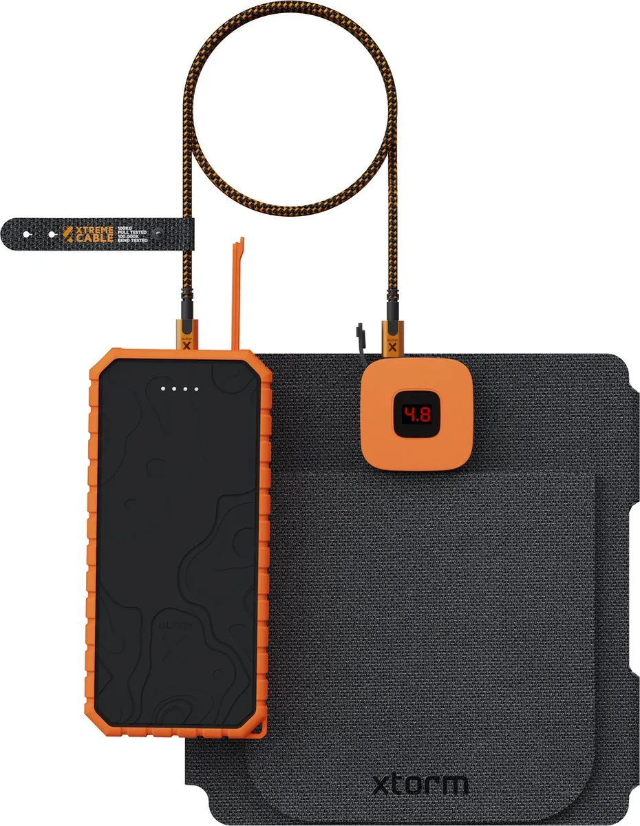 Xtorm SolarBooster 28W + Rugged Powerbank 20.000mAh - 8x opladen - Oranje