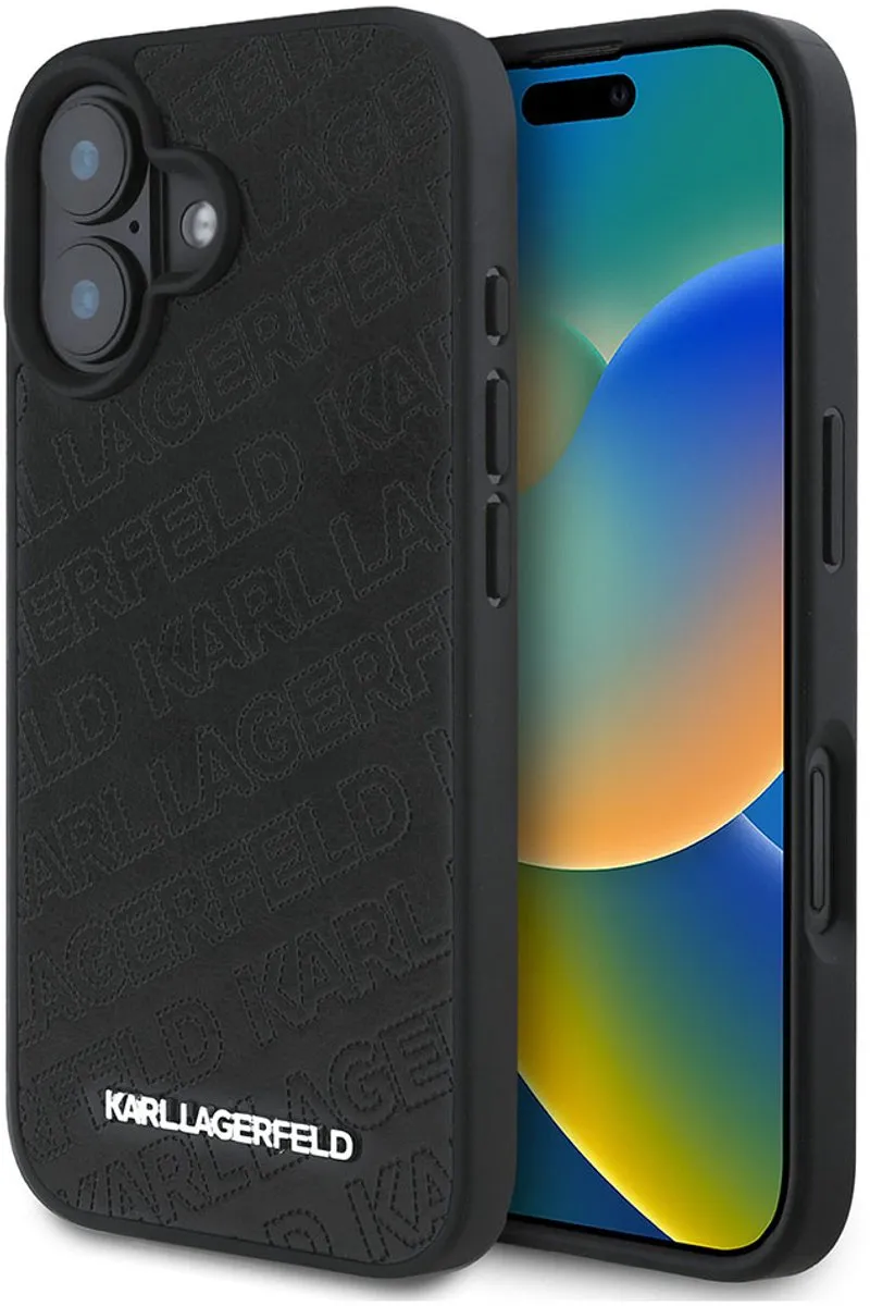 Karl Lagerfeld KLHCP16SPQKPMK Hoesje - iPhone 16 - Zwart