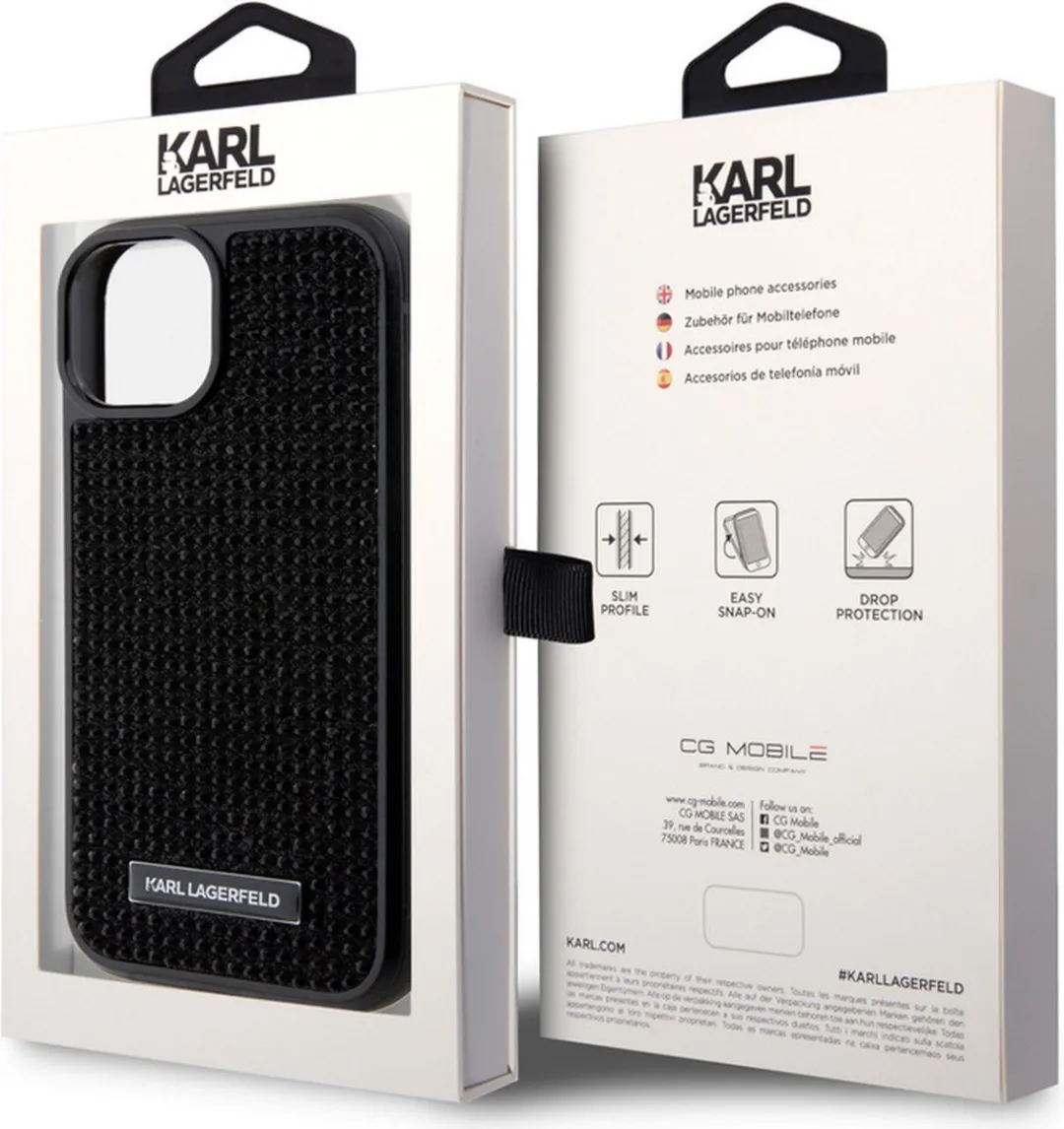 Karl Lagerfeld Rhinestone Back Case iPhone 15 - Zwart