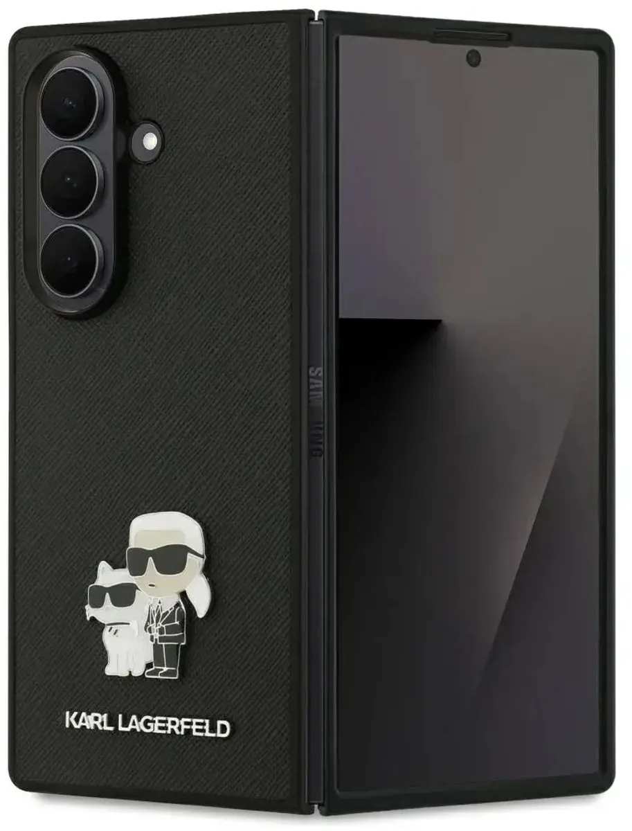 Karl Lagerfeld Galaxy Z Fold 7 Back Cover - Saffiano Leather - Zwart