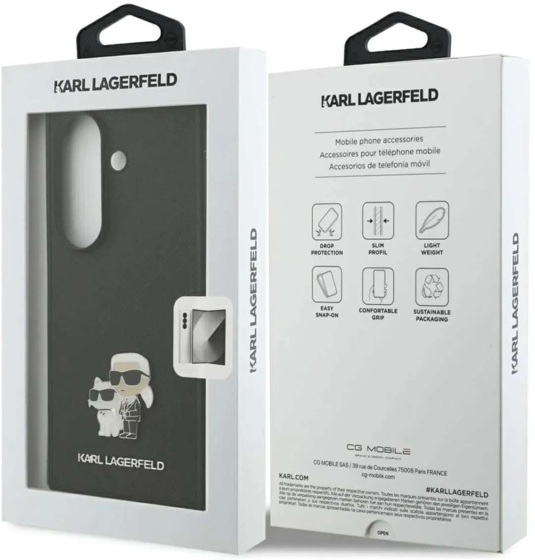 Karl Lagerfeld Galaxy Z Fold 7 Back Cover - Saffiano Leather - Zwart
