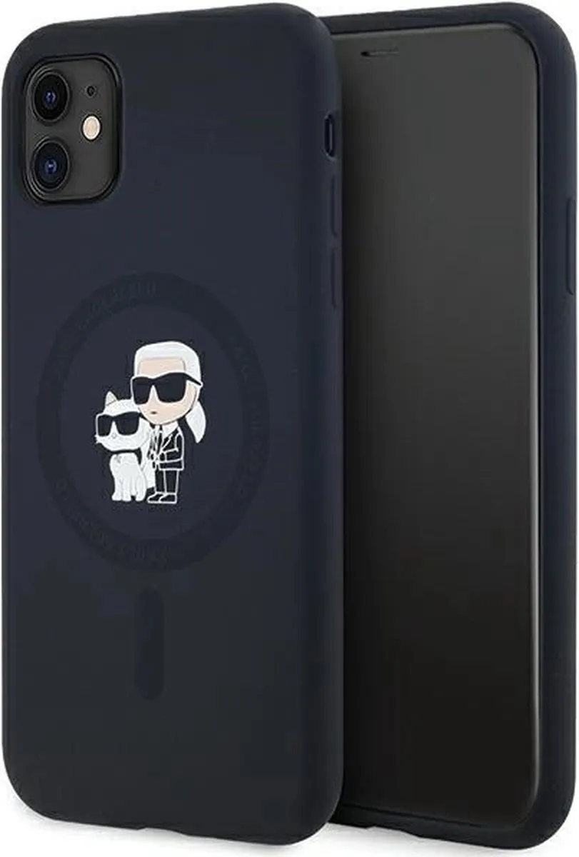 Karl Lagerfeld Siliconen Karl&Choupette MagSafe Hoesje iPhone - Zwart