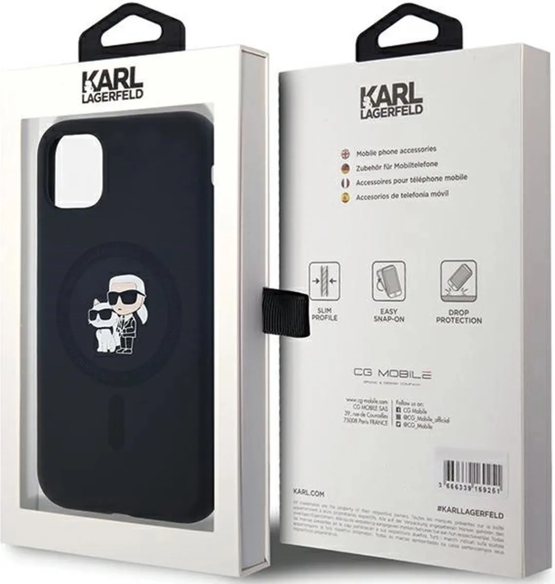 Karl Lagerfeld Siliconen Karl&Choupette MagSafe Hoesje iPhone - Zwart