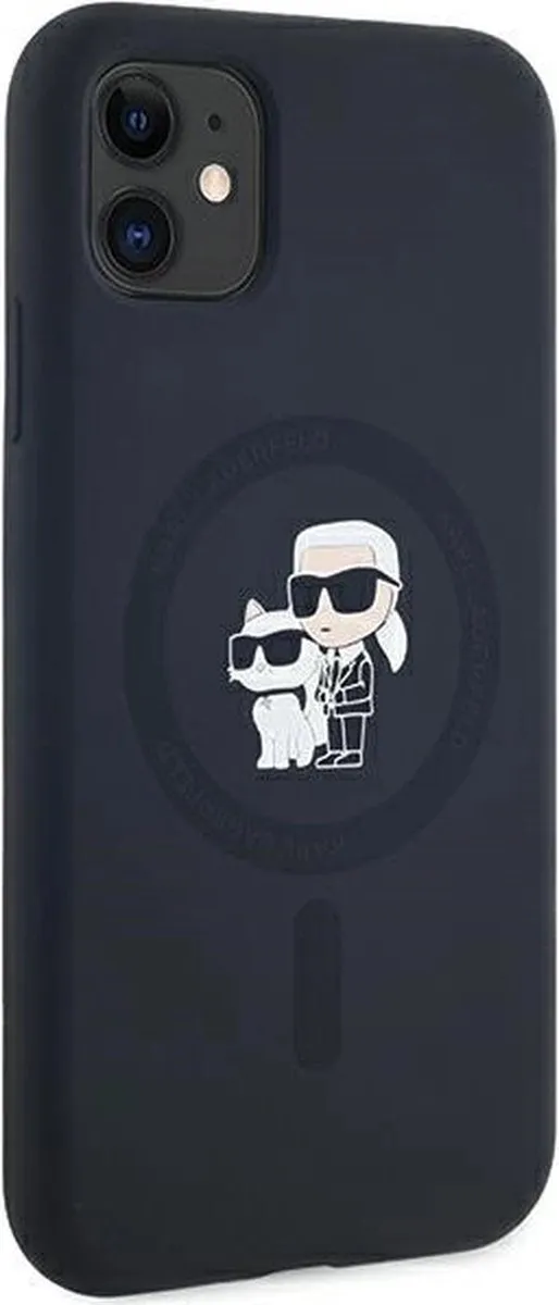 Karl Lagerfeld Siliconen Karl&Choupette MagSafe Hoesje iPhone - Zwart