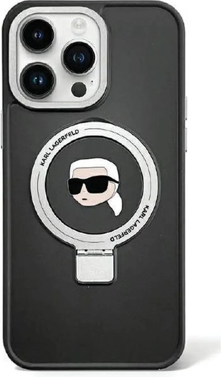 Karl Lagerfeld Ringstandaard Head MagSafe Case iPhone 15/14 Plus - Zwart